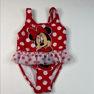 Disney Baby Girls’ Red and White One Piece Swimsuit‎ with Minnie Mouse Size 12m